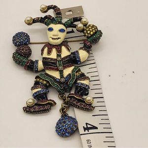 Heidi Daus Enamel Swarovski Crystal harlequin Brooch pin